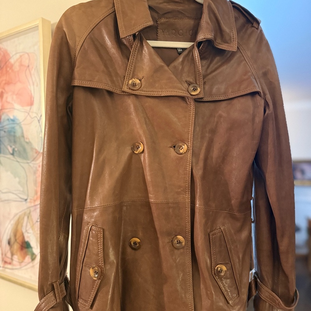 Vintage Brown Double-Breasted Women's Leather Jacket